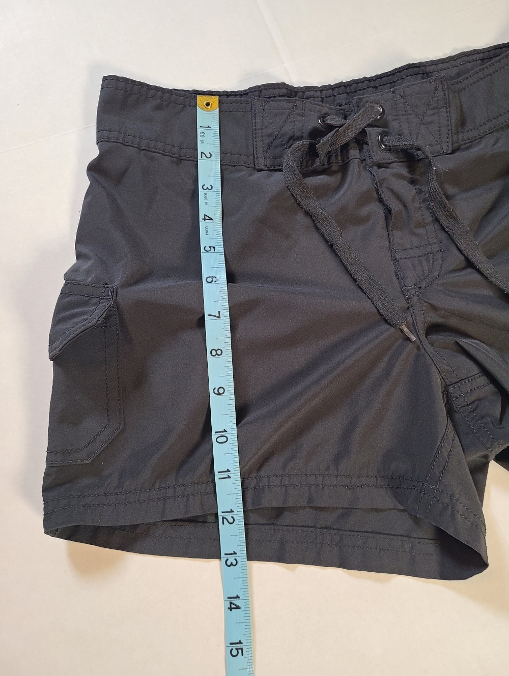 Okami Surf Black Women's Swim  Shorts Size 6 EUC Side Pockets Front Tie - Picture 8 of 10